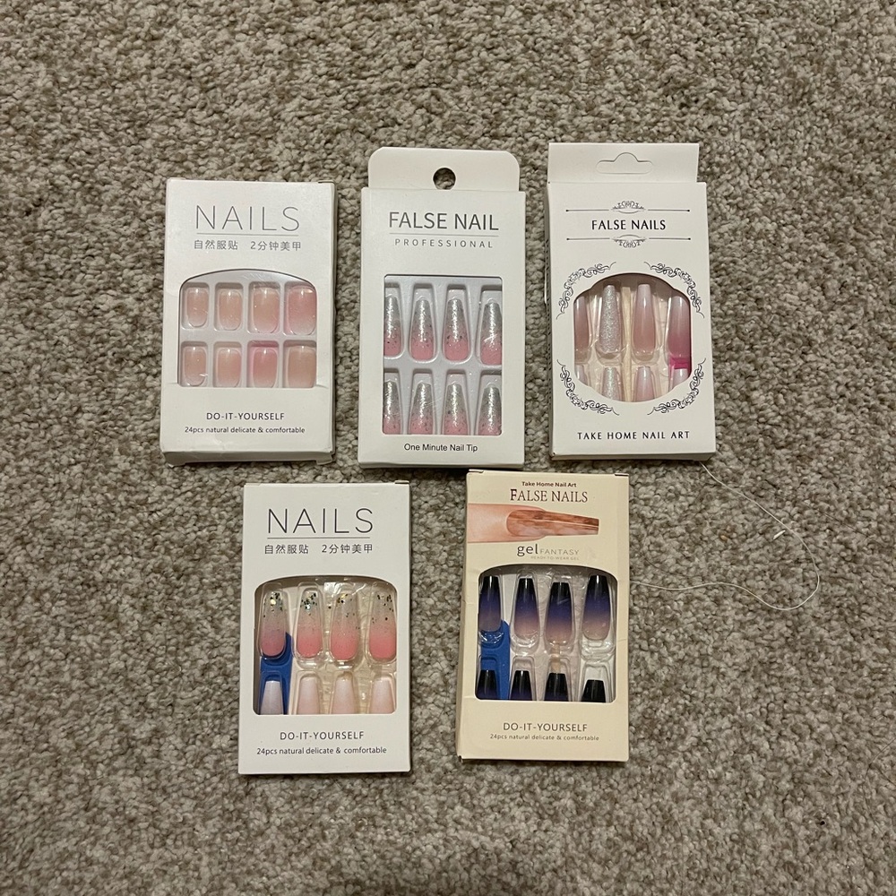 DIY Pink False Nail Set